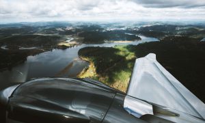 An air taxi on a flight from Bend, Oregon to Newport, Oregon